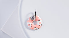 Strawberry Donut Enamel Silver Pendant