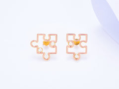 Puzzle with Pearls Enamel Stud Earrings