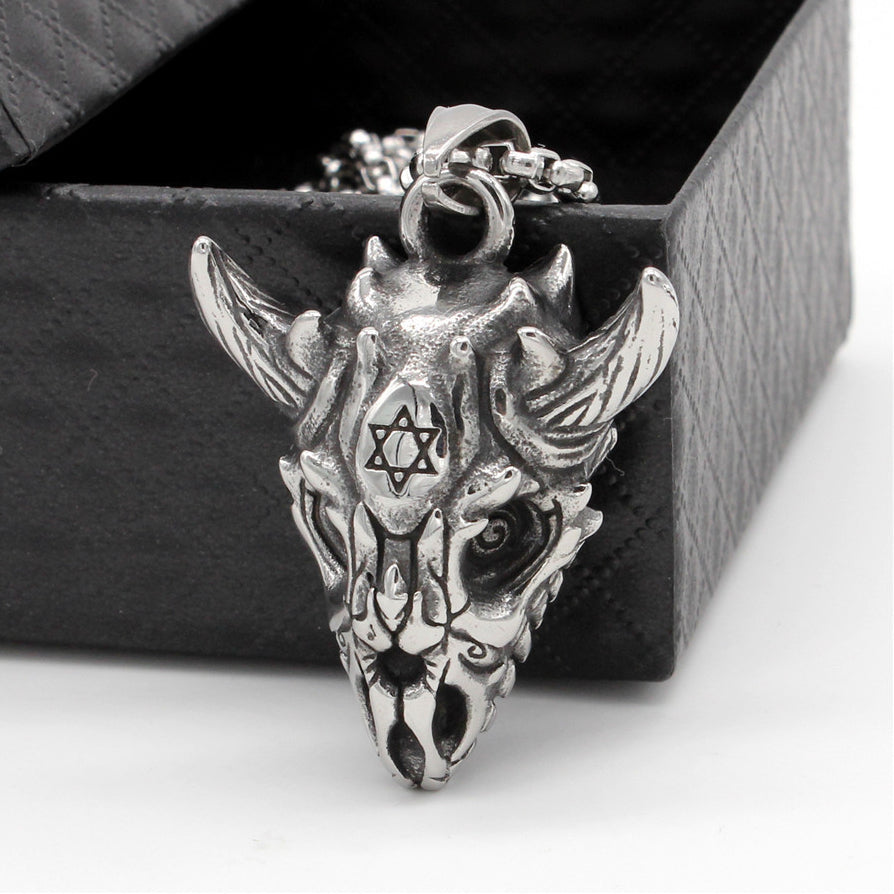 Halloween Satan Skull Sheep's Head Titanium Steel Pendant for Men