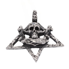 Halloween Skeleton Head Half Six Point Star Titanium Steel Pendant for Men