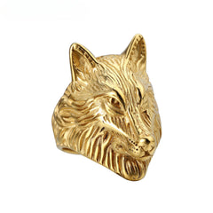 Domineering Wolf Head Titanium Steel Ring for Men