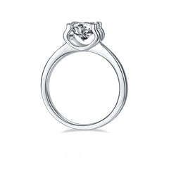 Ox Head Prongs 1.5Carat Round Moissanite Ring