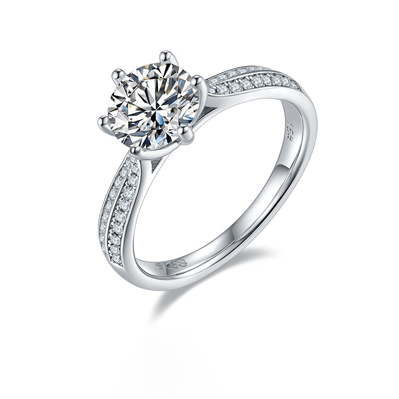 Cathedral 1.5Carat Round Moissanite Ring