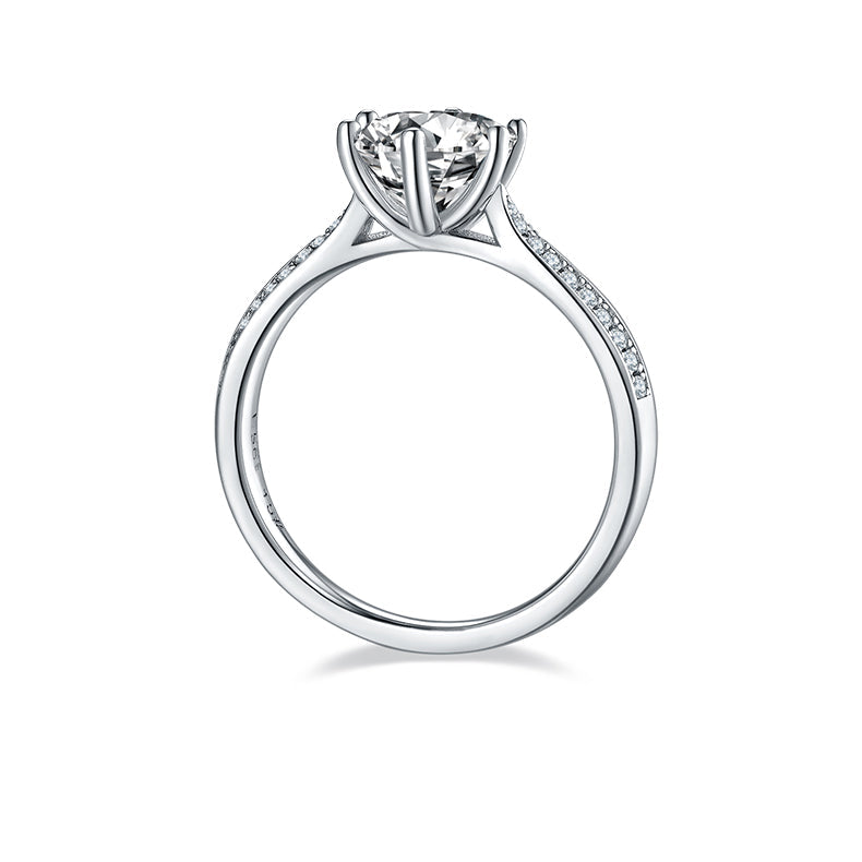 Cathedral 1.5Carat Round Moissanite Ring