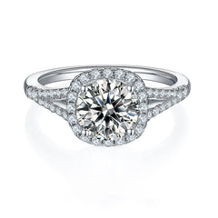 Square Halo 1.5Carat Round Moissanite Ring