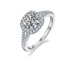 Square Halo 1.5Carat Round Moissanite Ring