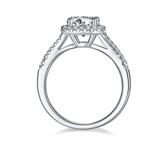 Square Halo 1.5Carat Round Moissanite Ring