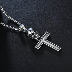 Halloween Skull Cross Titanium Steel Necklace for Men