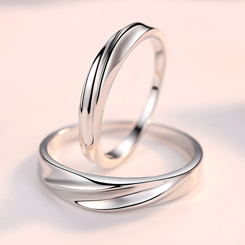 Stripe Silver Couple Ring