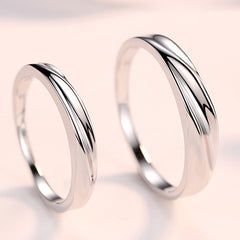 Stripe Silver Couple Ring