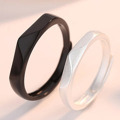 Black and Silver Colour Silver Couple Ring for Women