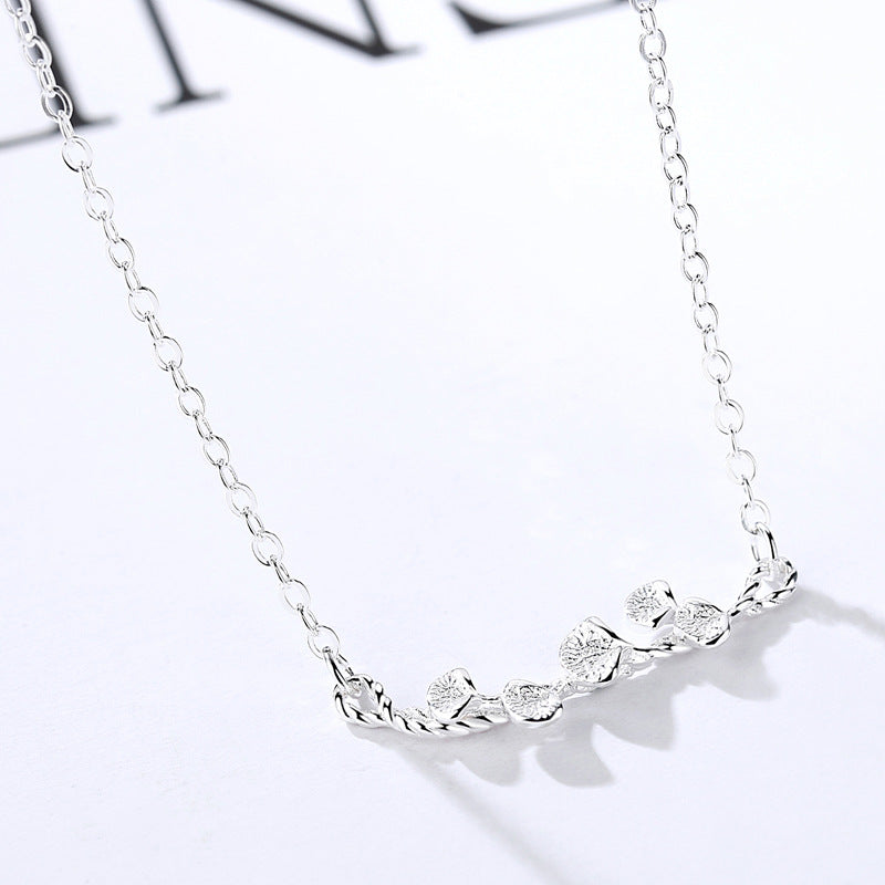 Gingko Leaf Branch Pendant Silver Necklace for Women