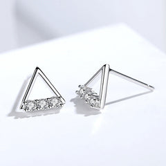 Triangle with Zircon Silver Studs Earrings for Women