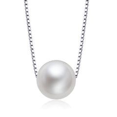 Single Pearl Pendant Silver Necklace for Women