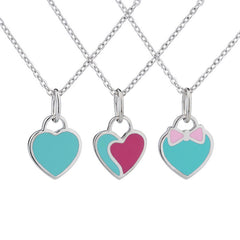 Colourful Heart-shaped Pendant Silver Necklace for Women