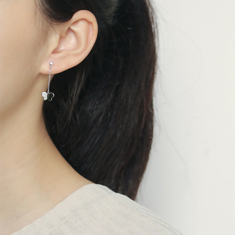 Tassel Asymmetric Butterfly Silver Drop Earrings for Women