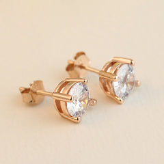 Colourful Round Zircon Silver Studs Earrings for Women