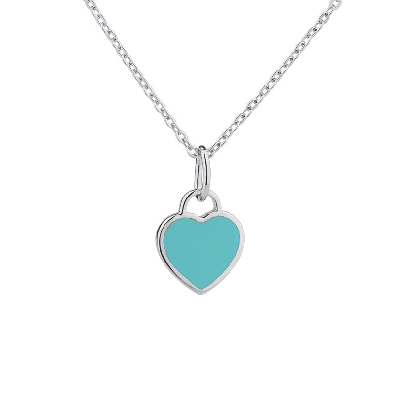 Colourful Heart-shaped Pendant Silver Necklace for Women