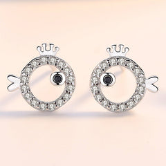 Small Kiss Fish Silver Studs Earrings for Women
