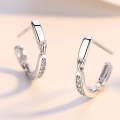 U-shaped with Zircon Silver Studs Earrings for Women