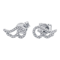 Zircon Angel Wing Silver Studs Earrings for Women