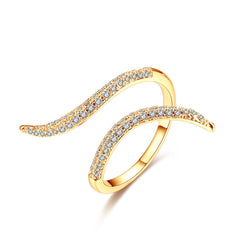 Adjustable Opening White Zircon Snakelike Silver Ring for Women