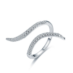 Adjustable Opening White Zircon Snakelike Silver Ring for Women