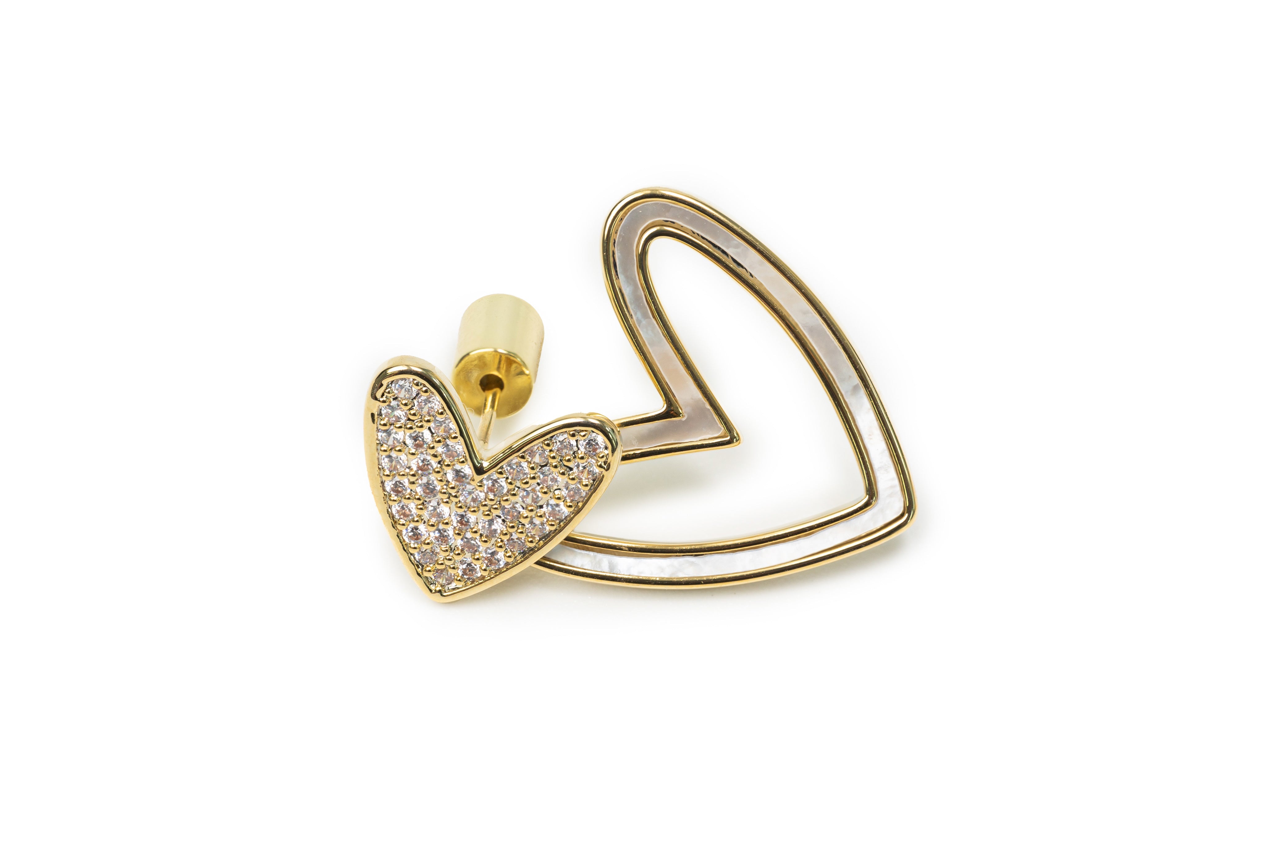 Golden Heart on Heart Drop Earrings