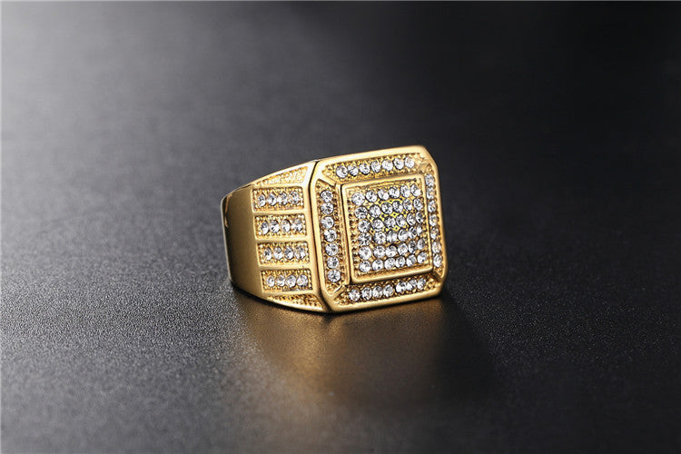 Simple Atmospheric Fashion Zircon Encrusted Men's Titanium Ring Jewelry Wholesale