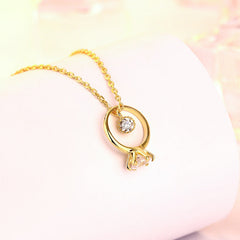 Zircon Ring Pendant Silver Necklace for Women