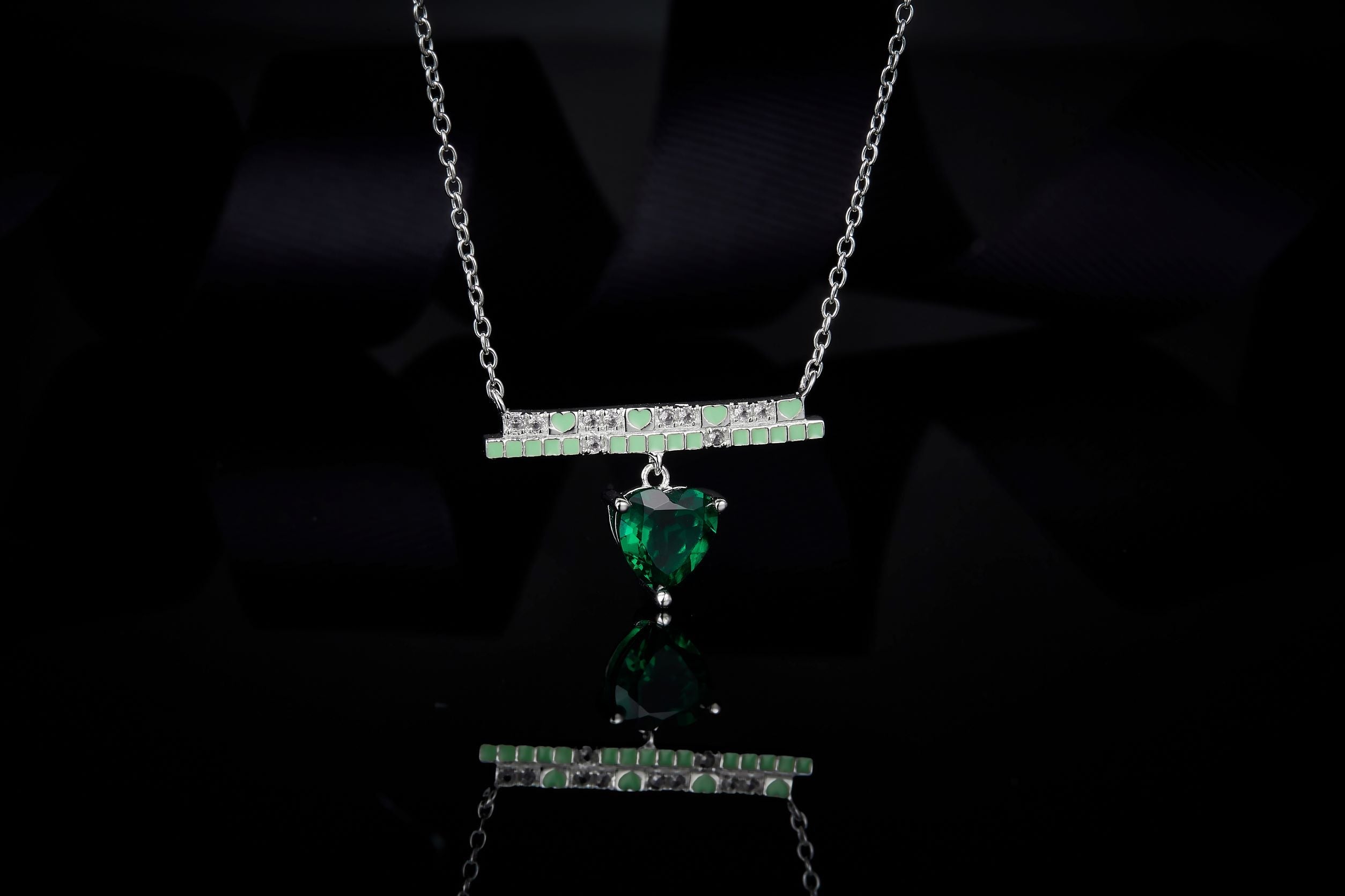 Emerald Colour Balance Love Enamel Necklace