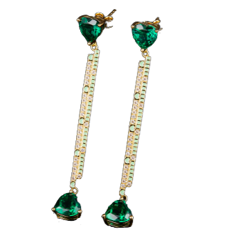 Green Enamel Balance Love Drop Earrings