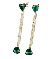 Green Enamel Balance Love Drop Earrings