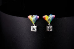 Rainbow Heart Enamel Stud Earrings