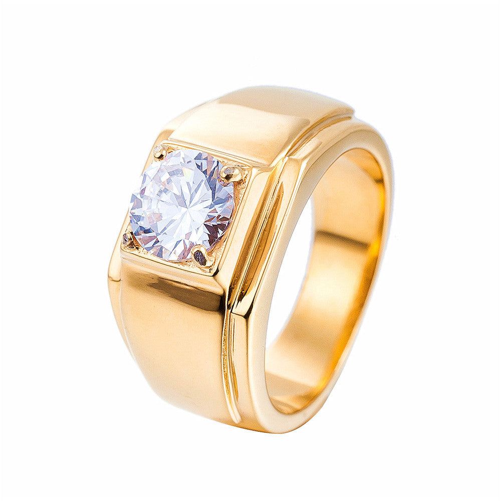 Fashion Simple Korean Version Men's Zircon Ring Foreign Trade Titanium Steel Ring Wholesale