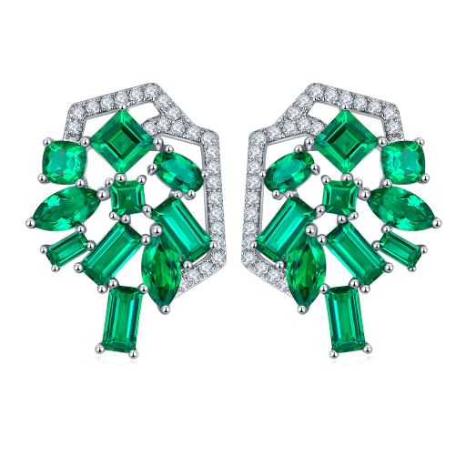 Green Zircon Enamel Stud Earrings