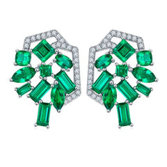 Green Zircon Enamel Stud Earrings