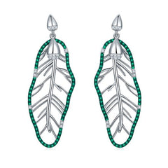 Hollow Banana Leaf Green Topaz Drop Earrings