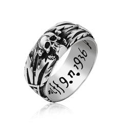 Halloween Carved Skull Lettering Titanium Steel Ring for Men