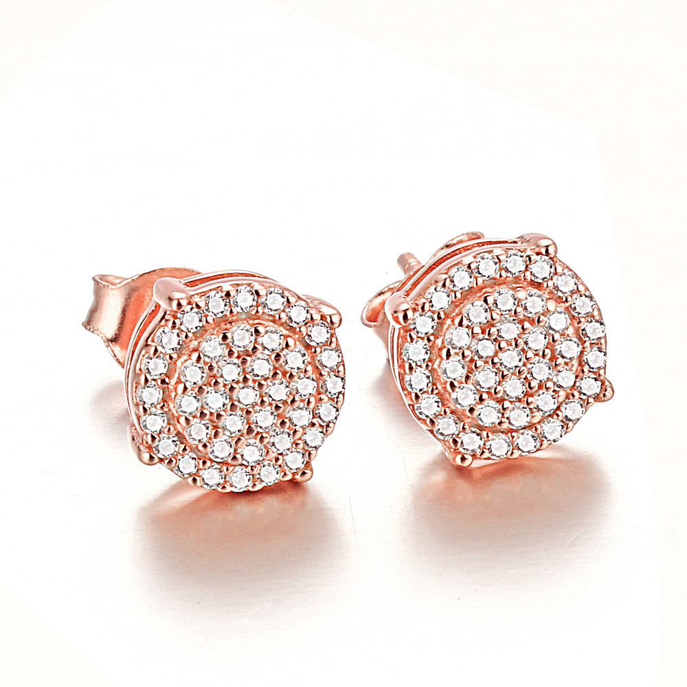Zircon Round Silver Studs Earrings for Women