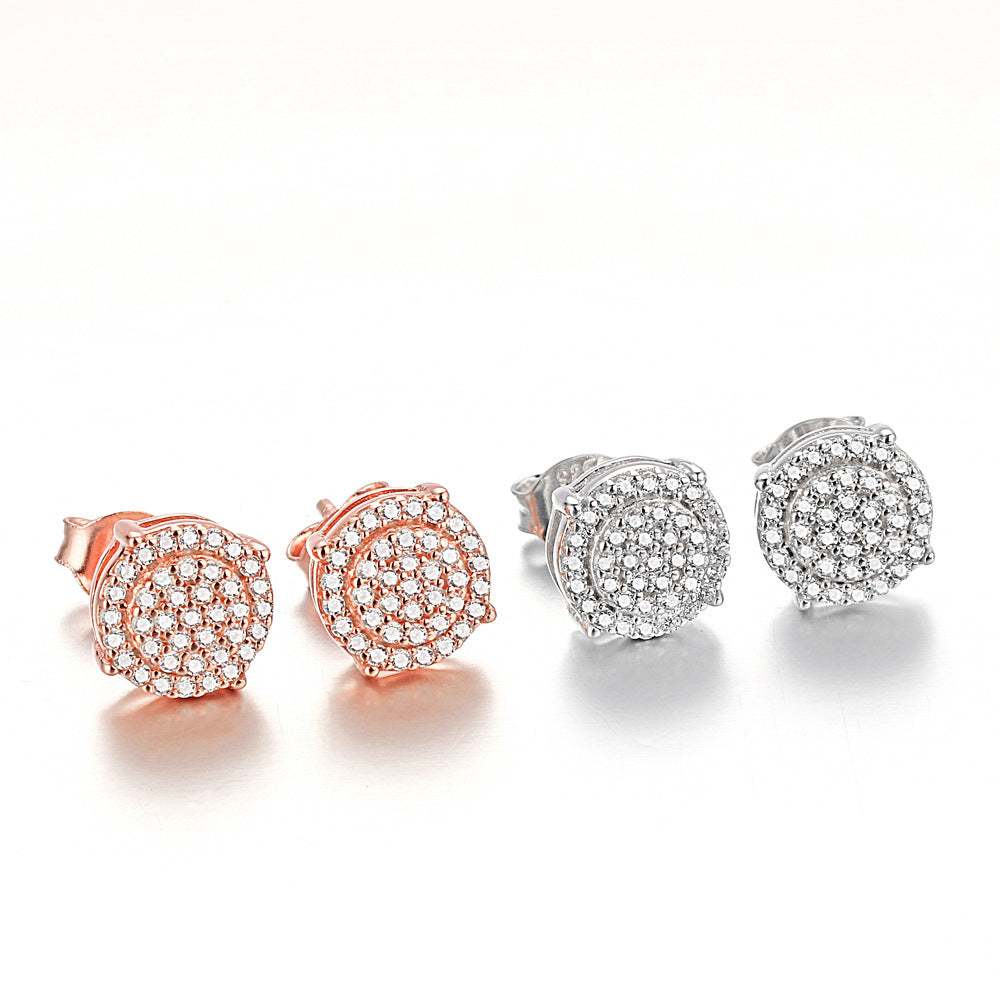 Zircon Round Silver Studs Earrings for Women