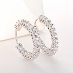 Zircon Silver Hoop Earrings for Women