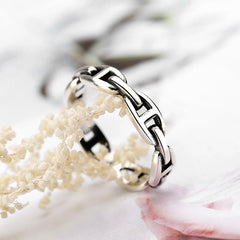 Buckle Design Silver Ring for Women