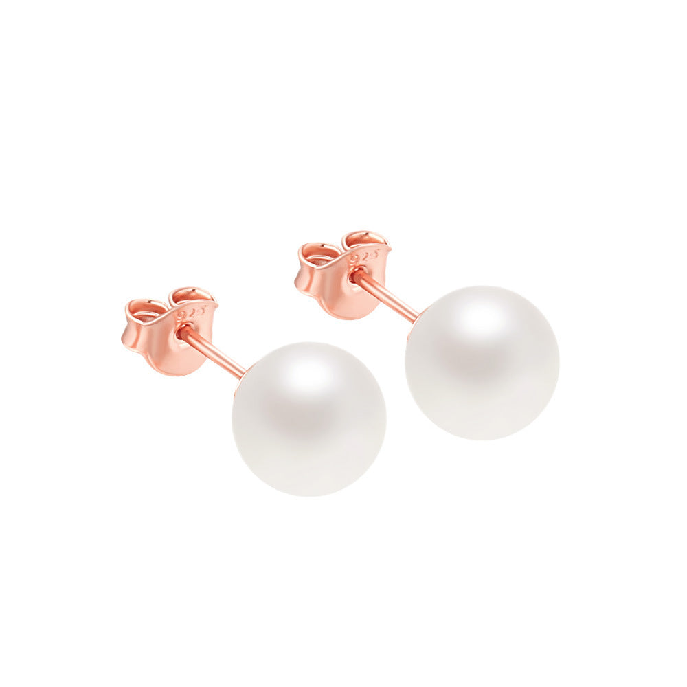 Single Pearl Silver Studs Earrings for Women