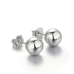 Round Bead Silver Studs Earrings for Women