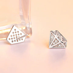 Zircon Diamond Shape Silver Studs Earrings for Women