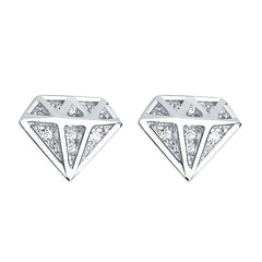 Zircon Diamond Shape Silver Studs Earrings for Women