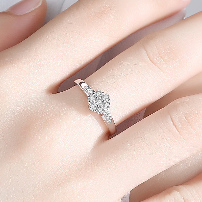 Zircon Flower Silver Ring