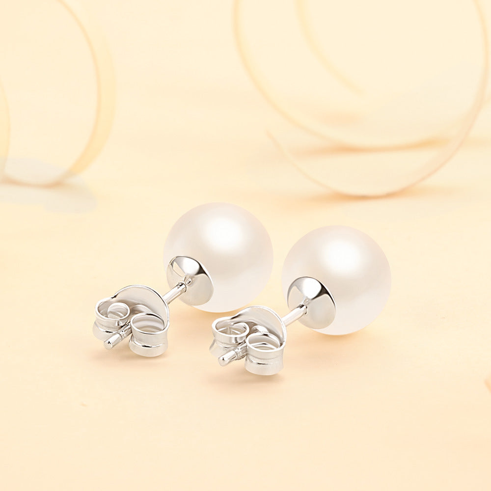 Single Pearl Silver Studs Earrings for Women