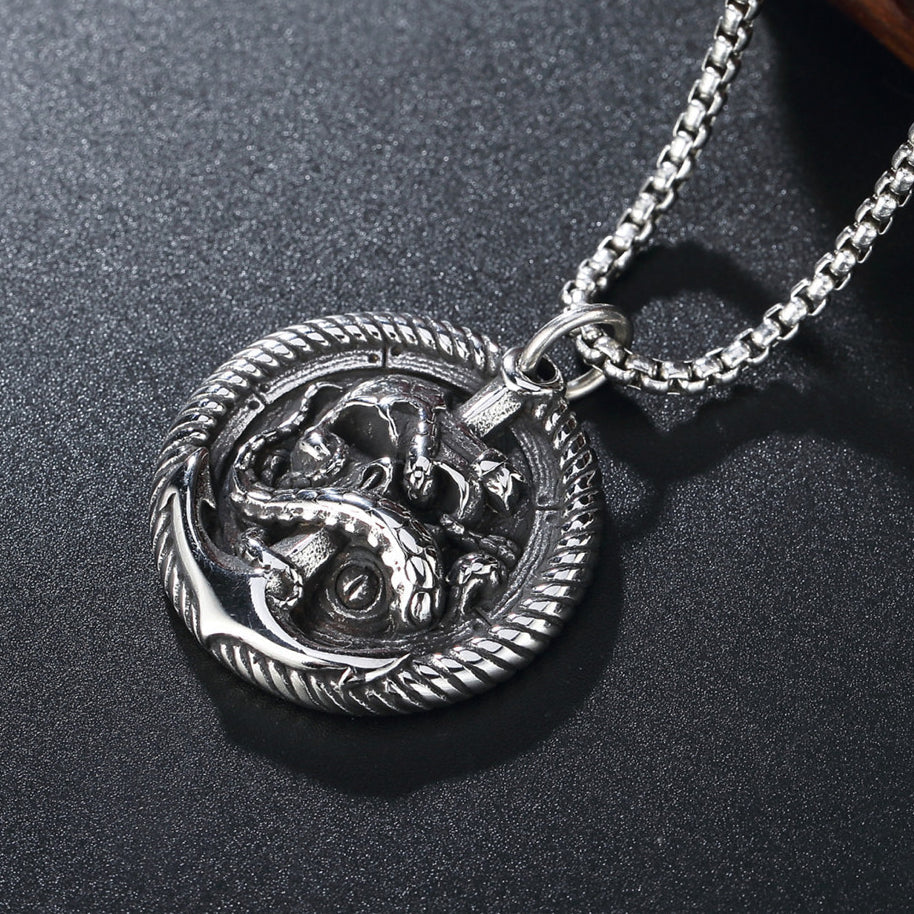 Halloween Anchor Skeleton Titanium Steel Necklace for Men